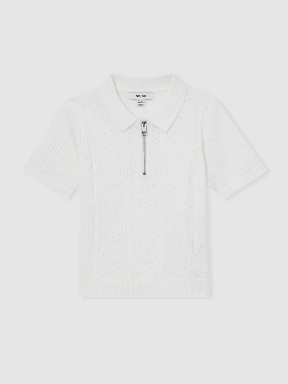 3-9 yrs Half-Zip Pointelle Polo Shirt in Off White