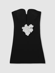 Halston Strapless Fitted Mini Dress in Black