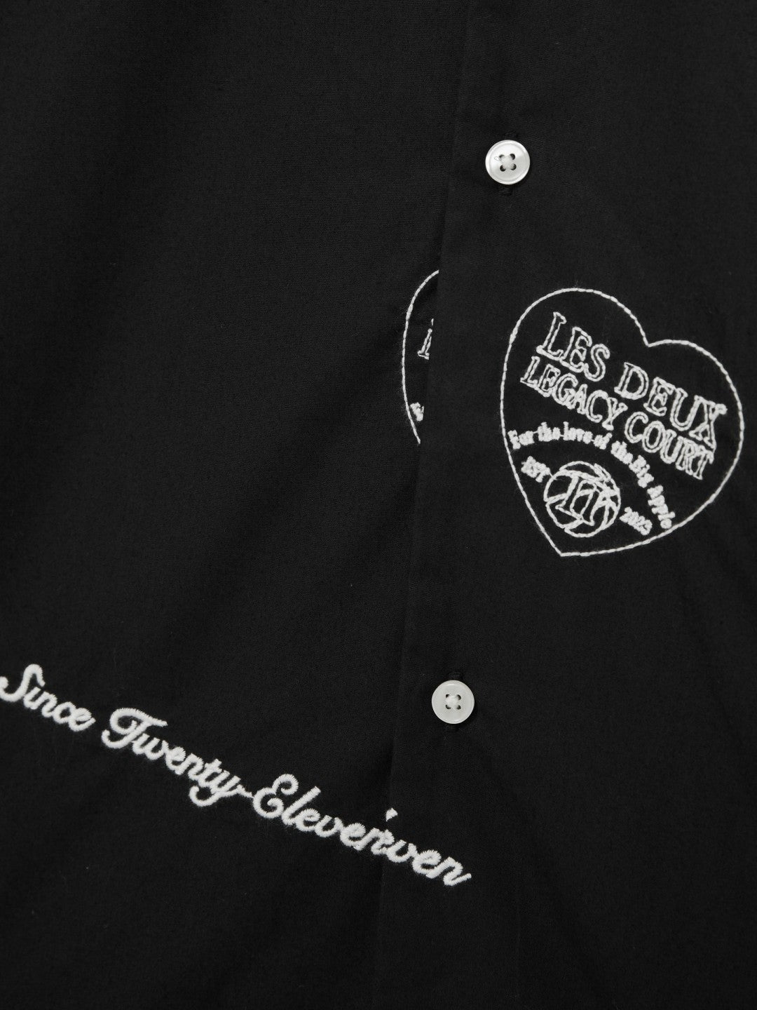 Les Deux Cotton Embroidered Shirt in Black Print