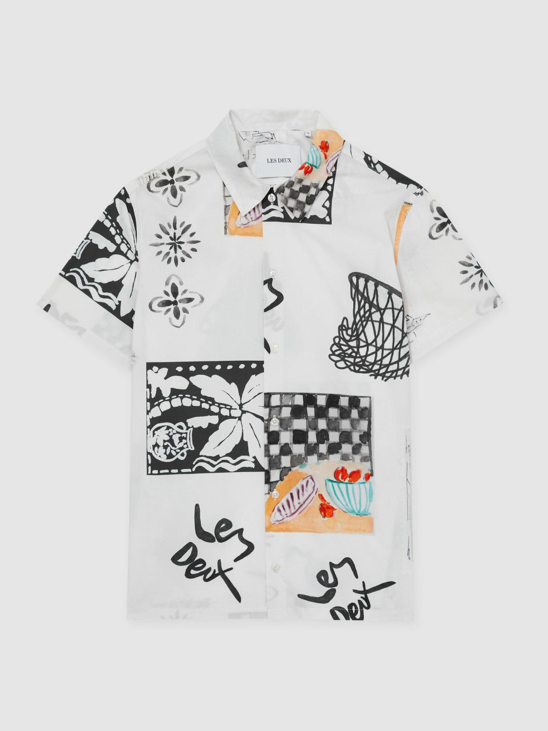 Les Deux Cotton Graphic-Print Shirt in Ivory Print