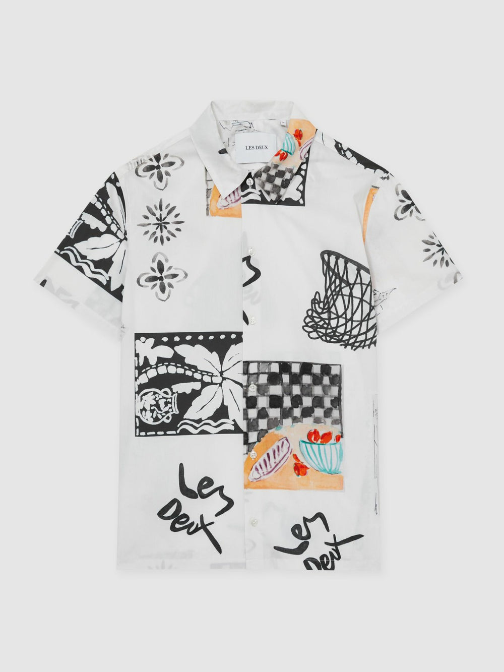 Les Deux Cotton Graphic-Print Shirt in Ivory Print