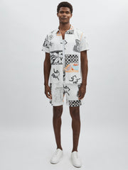 Les Deux Cotton Graphic-Print Shirt in Ivory Print