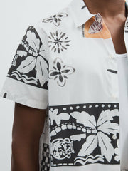 Les Deux Cotton Graphic-Print Shirt in Ivory Print