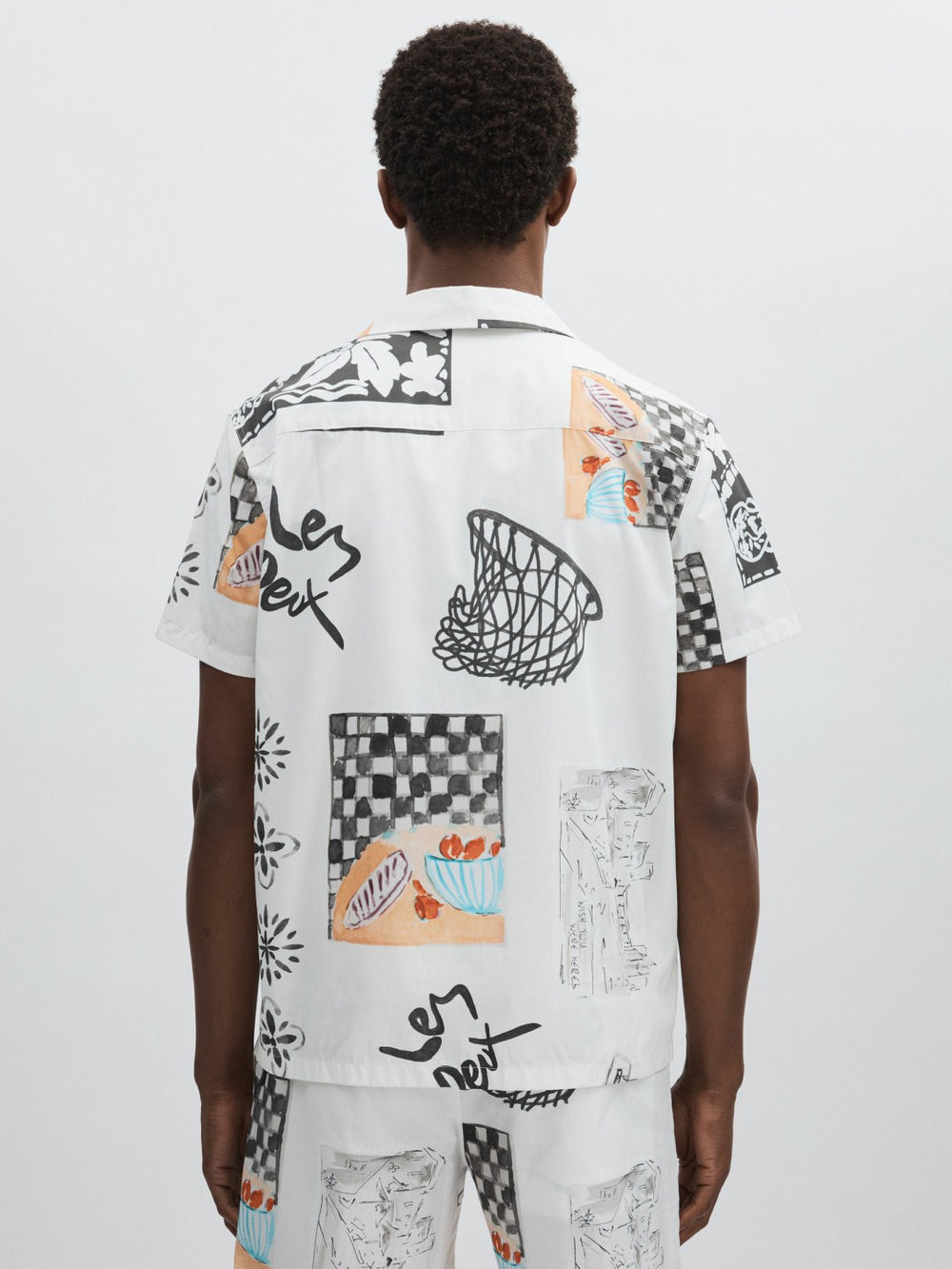 Les Deux Cotton Graphic-Print Shirt in Ivory Print