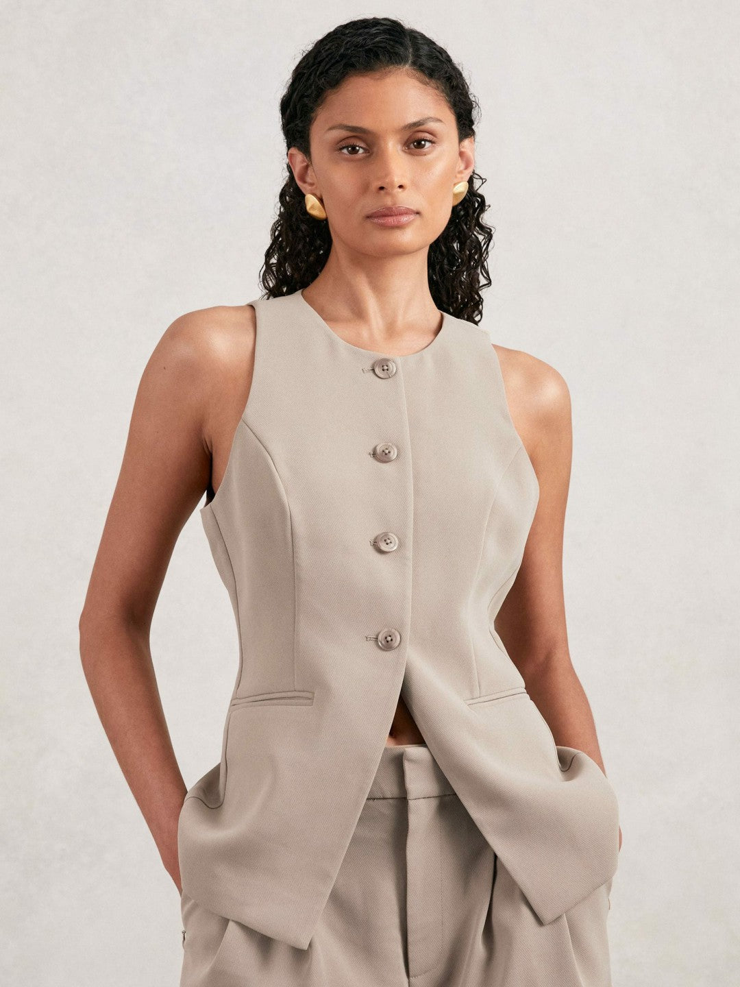 Luxe Suiting Vest in Beige