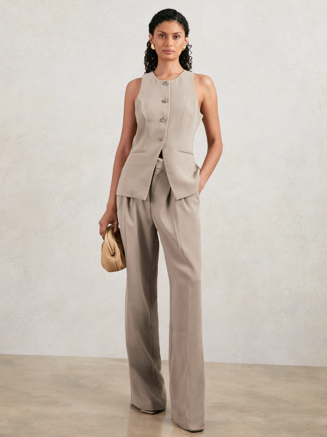 Luxe Suiting Vest in Beige