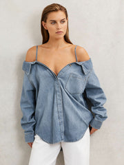 100% Cotton Shirt in Indigo Blue