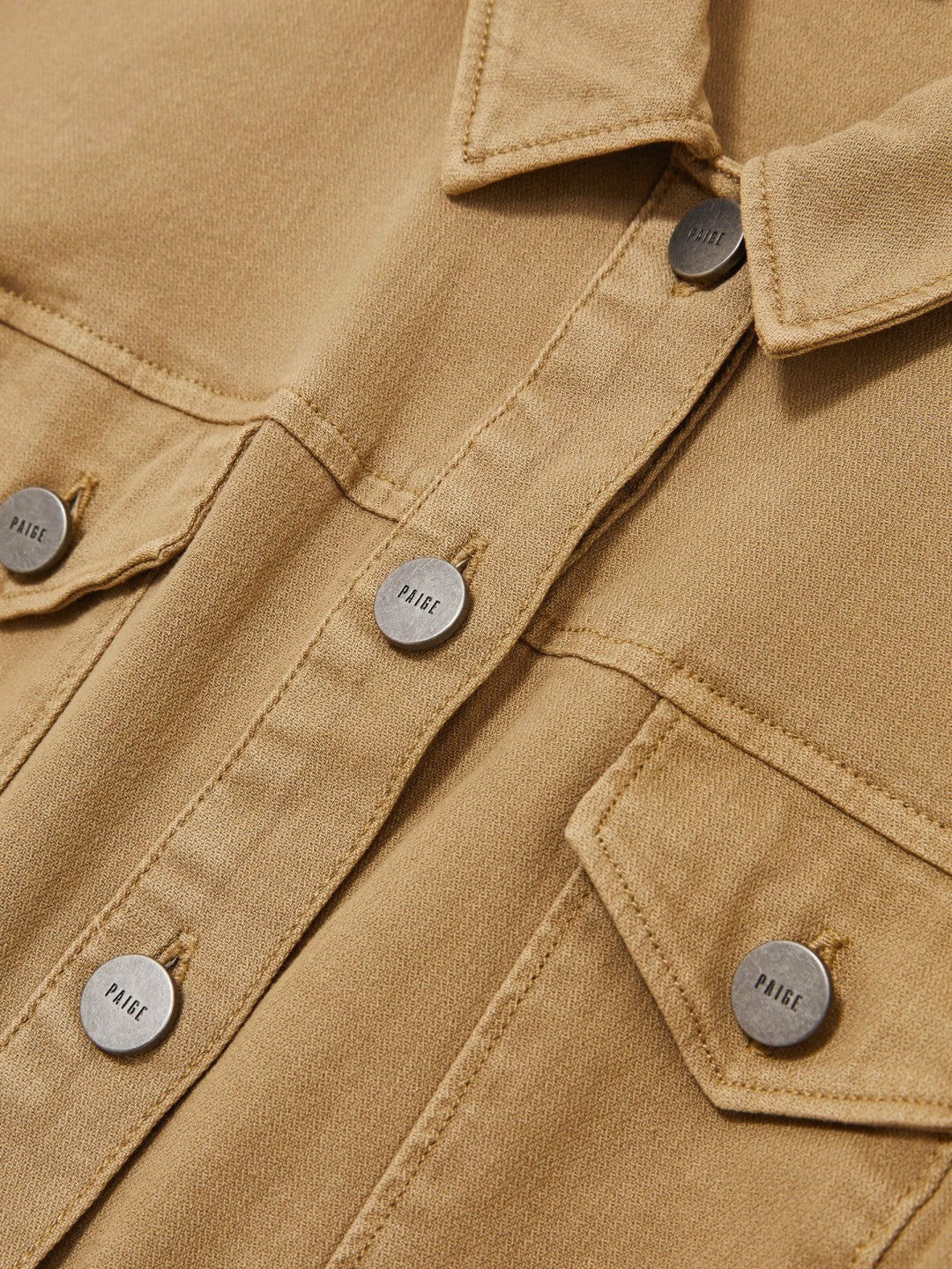 Paige Fern Beige Denim Button Through Mini Dress in Fern Beige