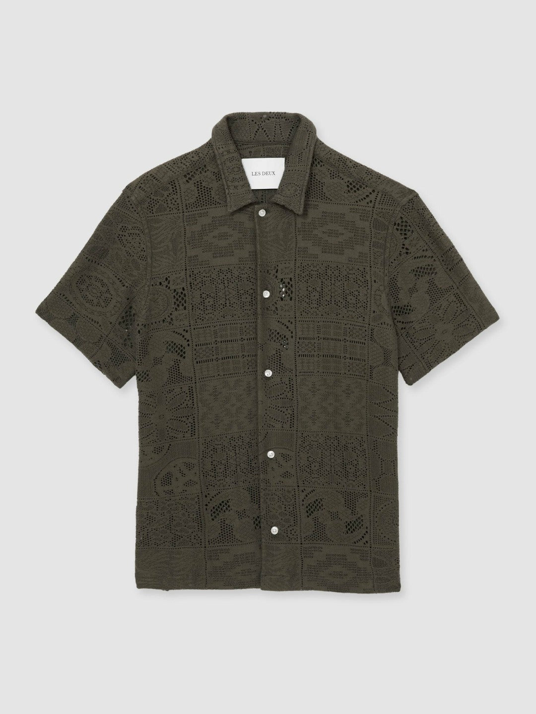 Les Deux Blend Lace Shirt in Olive Green