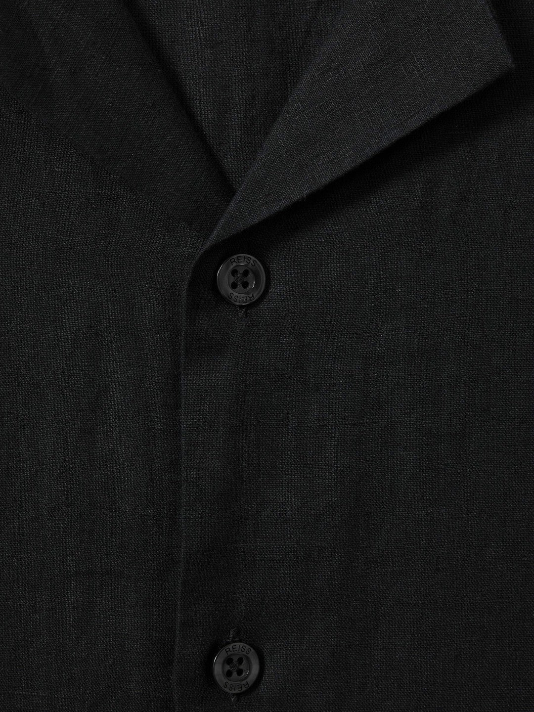 Linen Cuban-Collar Shirt in Black