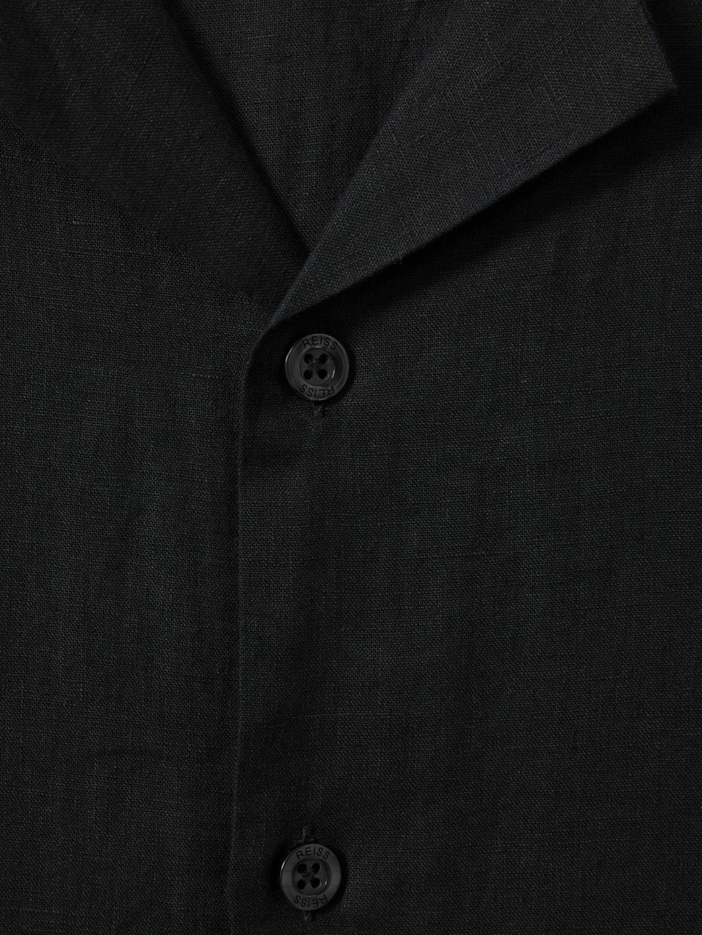 Linen Cuban-Collar Shirt in Black