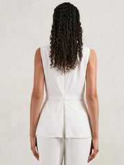 Halston Crepe Wide Leg Jumpsuit in Ivory