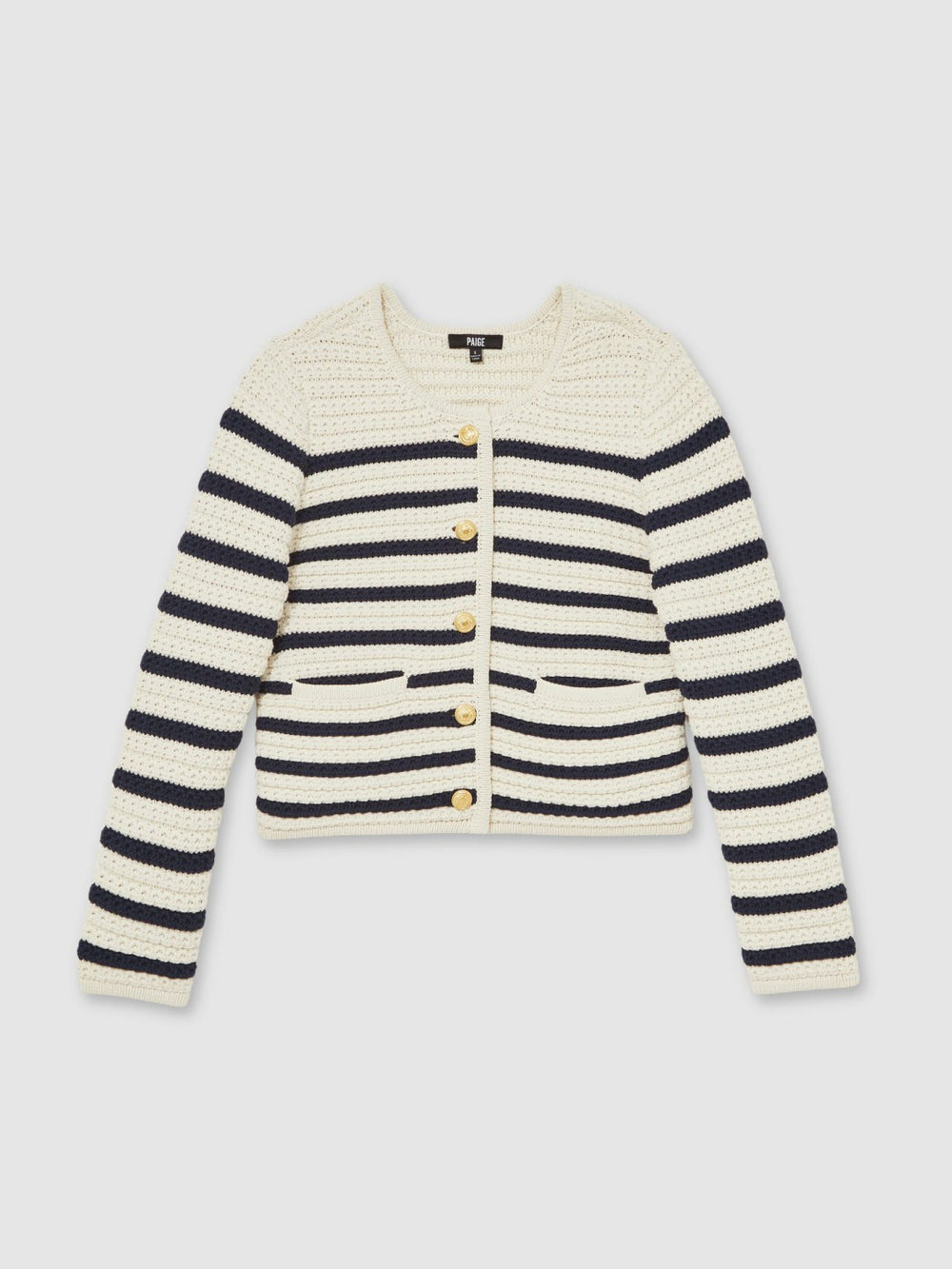 Paige Ivory Textured Knit Stripe Cardigan in Ivory