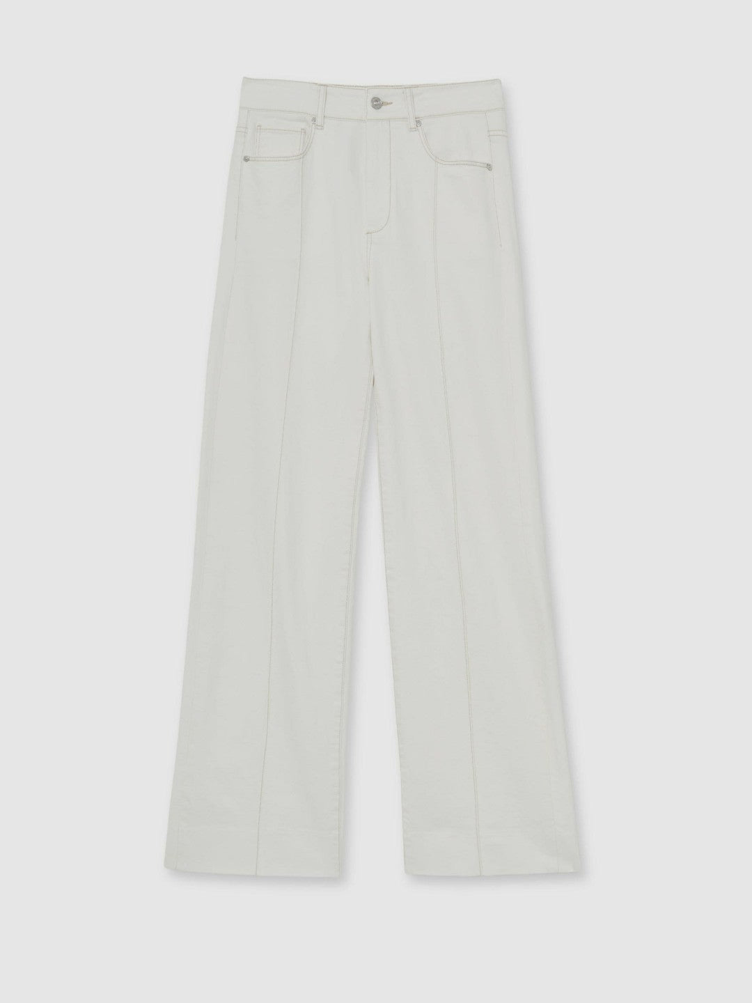 Paige Ecru Wide Leg Pintuck Jeans in Ecru