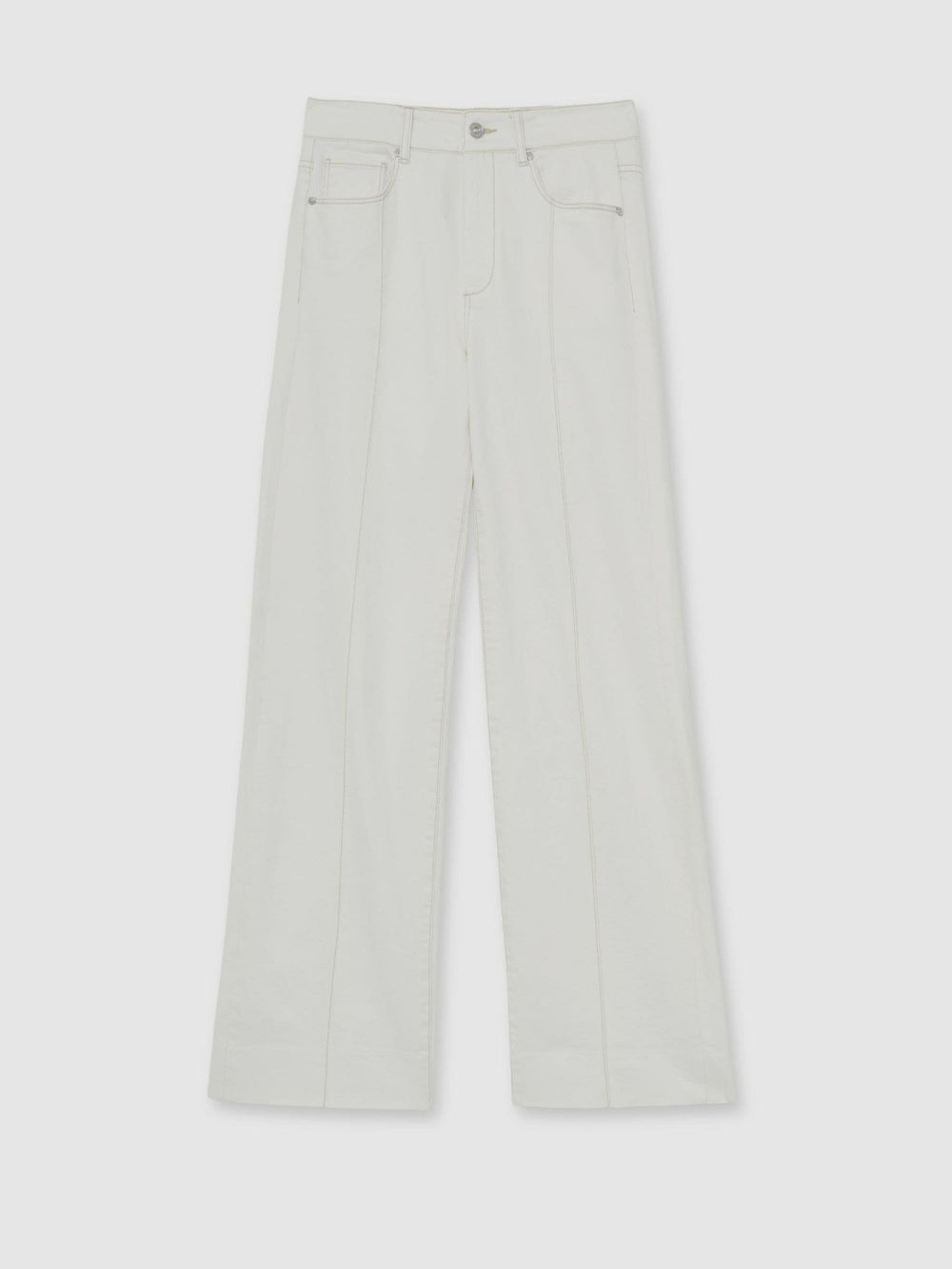 Paige Ecru Wide Leg Pintuck Jeans in Ecru