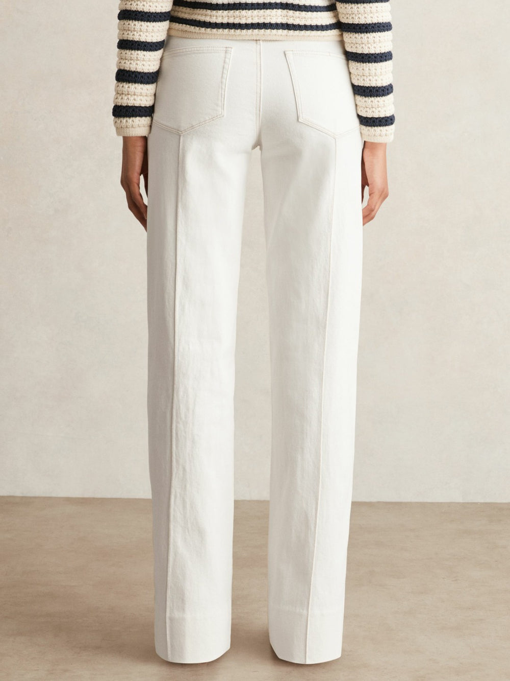 Paige Ecru Wide Leg Pintuck Jeans in Ecru