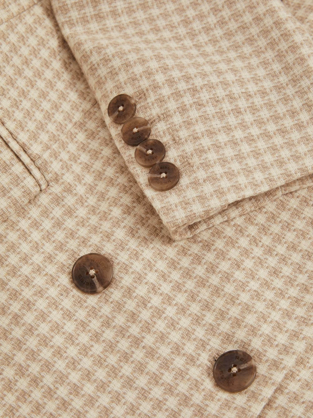 Petite Double Breasted Check Blazer With Wool in Neutral Check