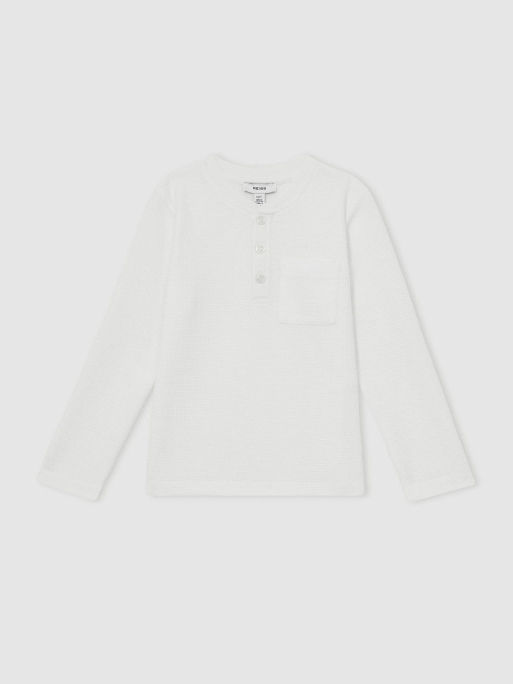 13-14 yrs Cotton-Blend Waffle Henley T-Shirt in White
