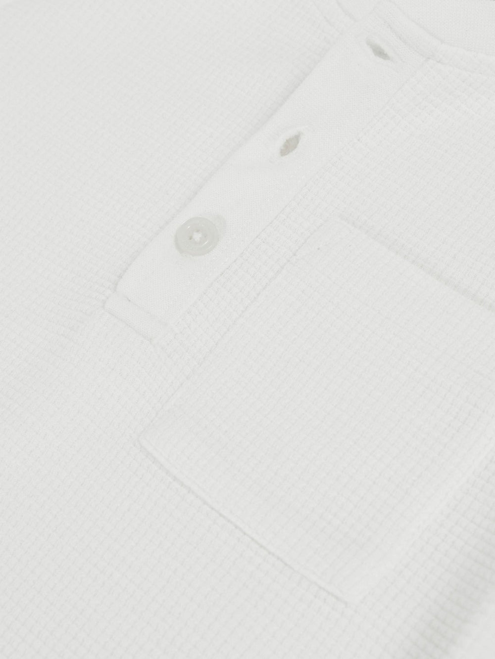 13-14 yrs Cotton-Blend Waffle Henley T-Shirt in White