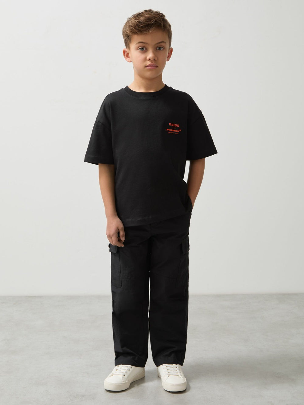3-9 yrs Unisex Fit Oversized McLaren F1 Team Tyre T-Shirt in Black