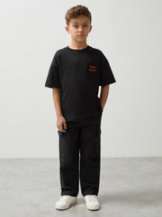 3-9 yrs Unisex Fit Oversized McLaren F1 Team Tyre T-Shirt in Black