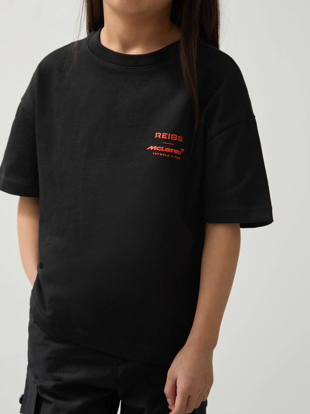 3-9 yrs Unisex Fit Oversized McLaren F1 Team Tyre T-Shirt in Black