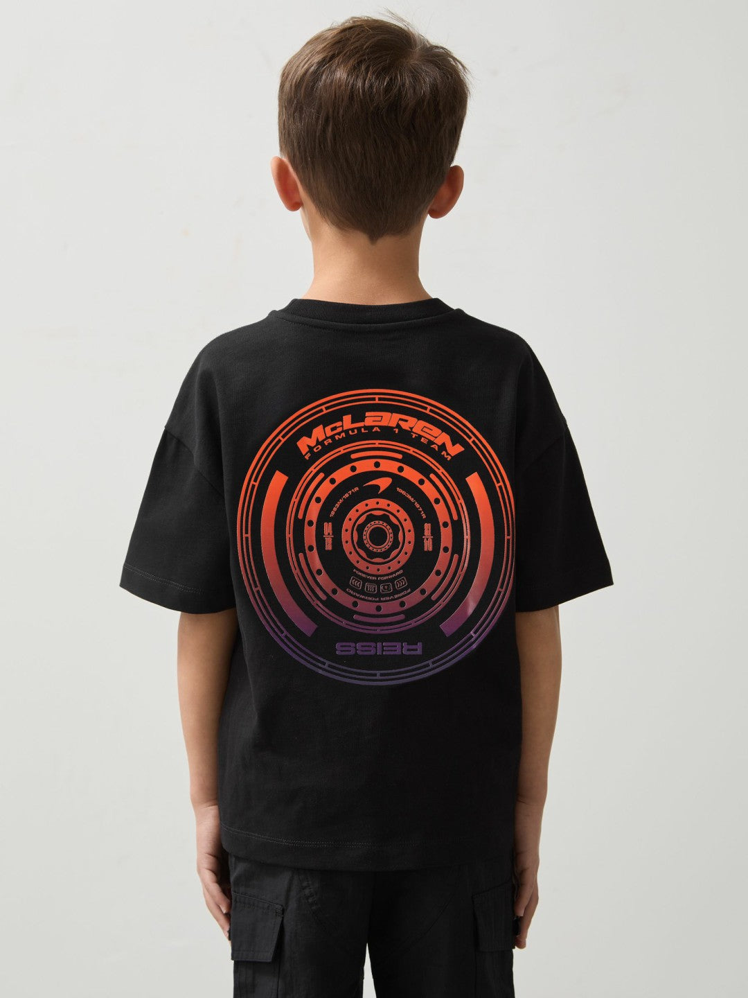 3-9 yrs Unisex Fit Oversized McLaren F1 Team Tyre T-Shirt in Black