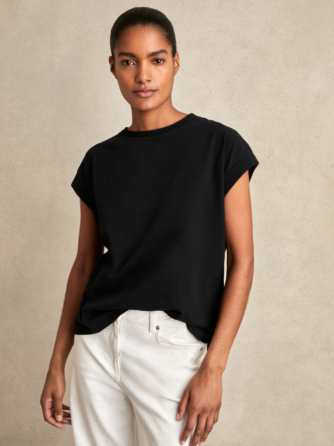 Brushed-Cotton Crew-Neck T-Shirt in Black