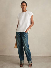 Brushed-Cotton Crew-Neck T-Shirt in White
