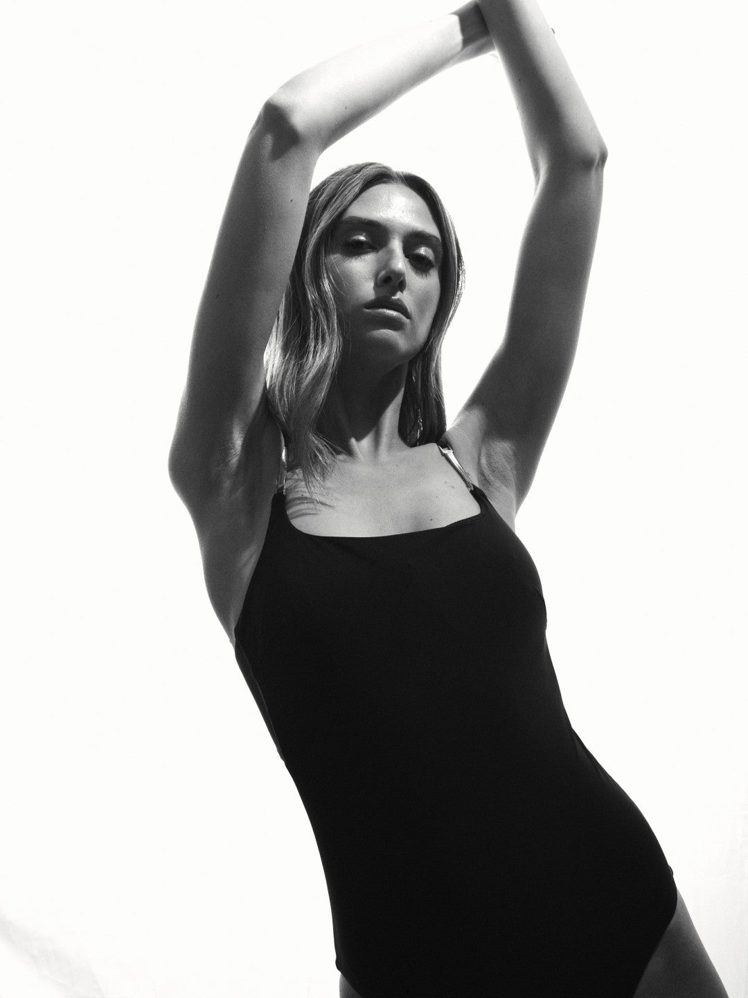 Hardware-Strap Cut-Out Swimsuit in Black