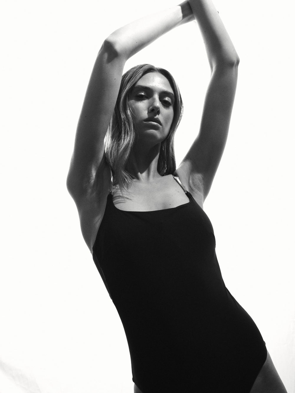 Hardware-Strap Cut-Out Swimsuit in Black