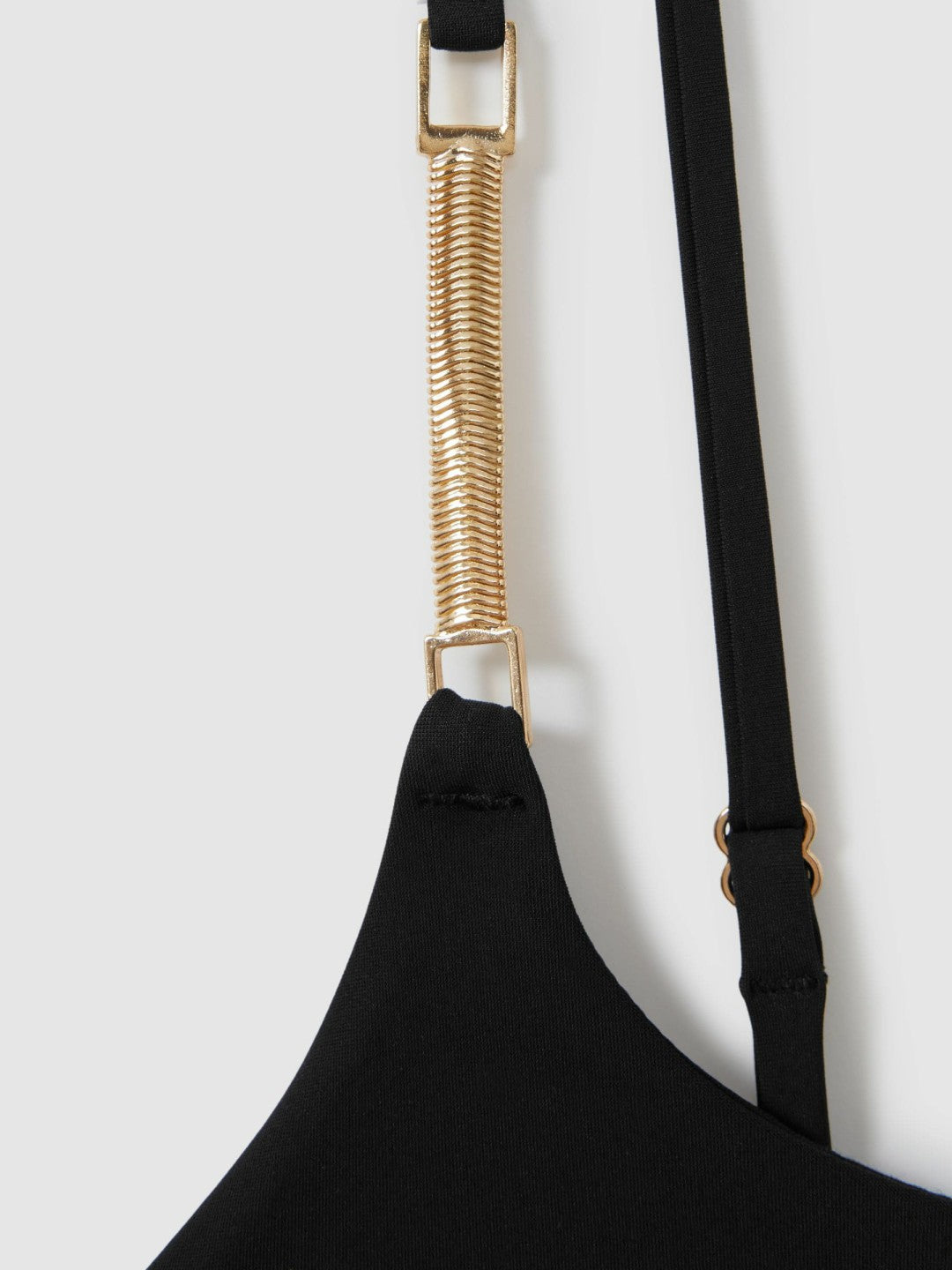 Hardware-Strap Cut-Out Swimsuit in Black