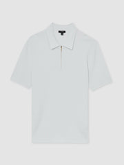Textured Half-Zip Polo Shirt in White
