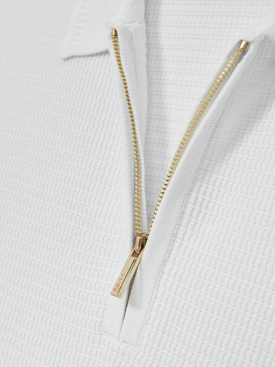 Textured Half-Zip Polo Shirt in White