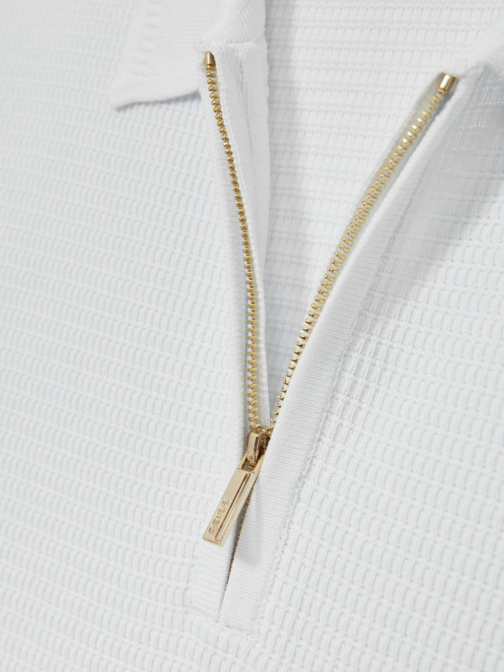 Textured Half-Zip Polo Shirt in White