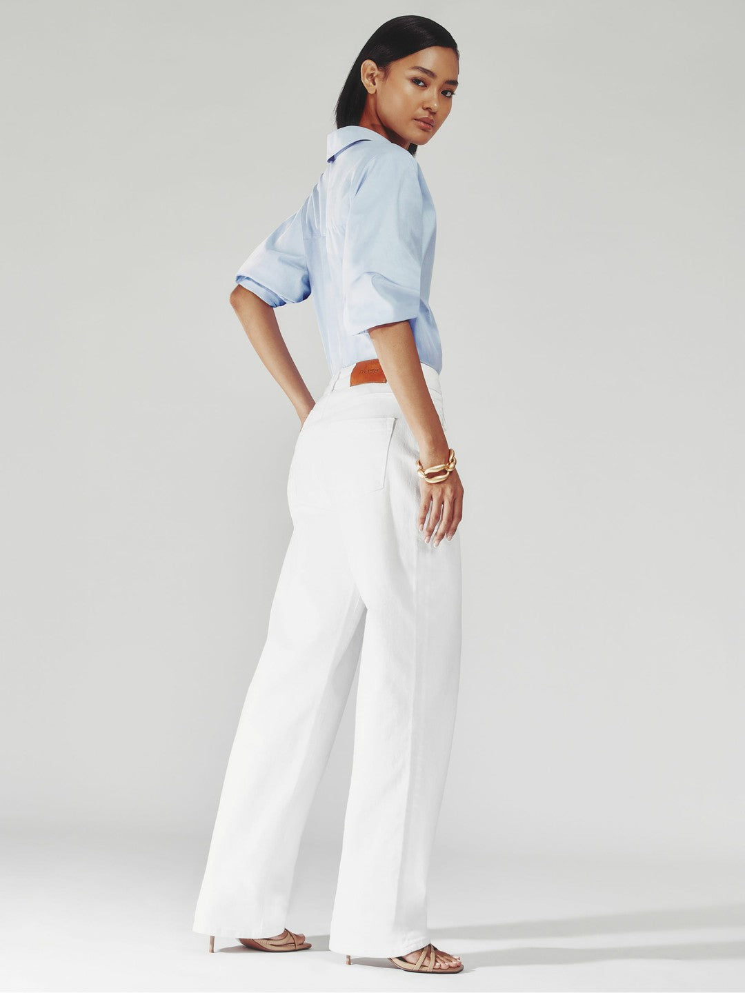Petite Straight Leg Turn Up Jeans in White