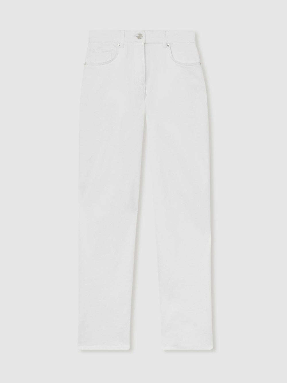 Petite Straight Leg Turn Up Jeans in White