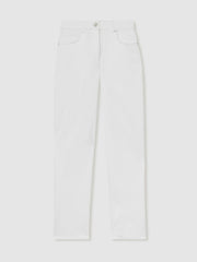 Petite Straight Leg Turn Up Jeans in White