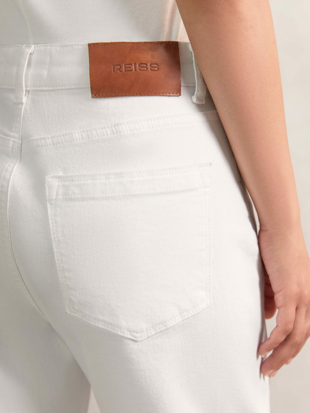 Petite Straight Leg Turn Up Jeans in White