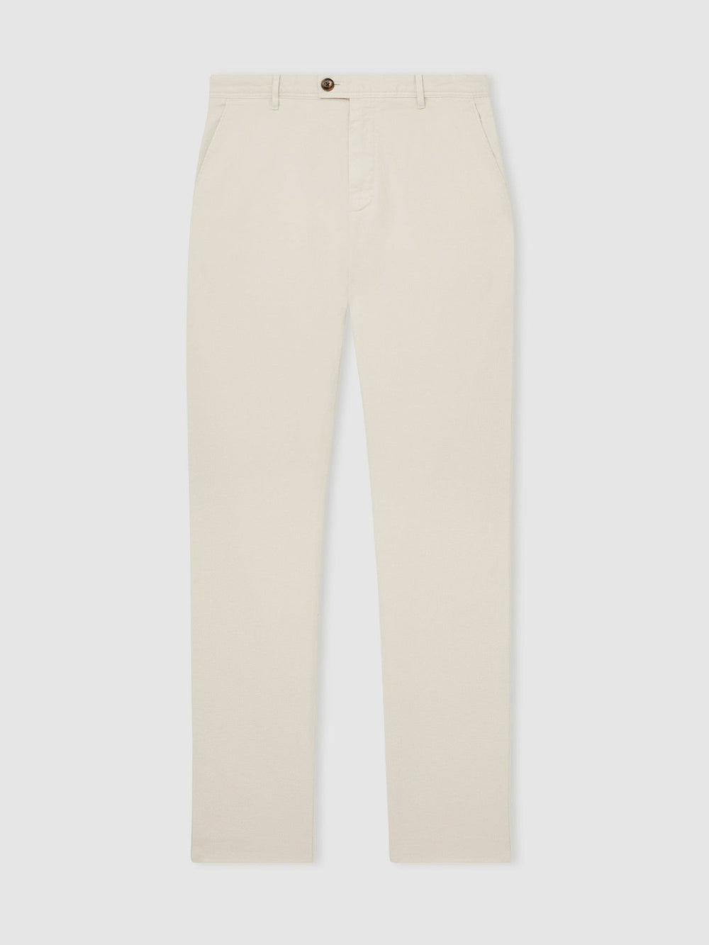 Cotton-Piqué Slim-Fit Chinos in Off White