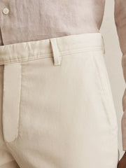 Cotton-Piqué Slim-Fit Chinos in Off White