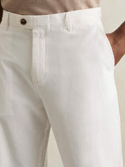 Cotton-Linen Relaxed-Fit Trousers in White