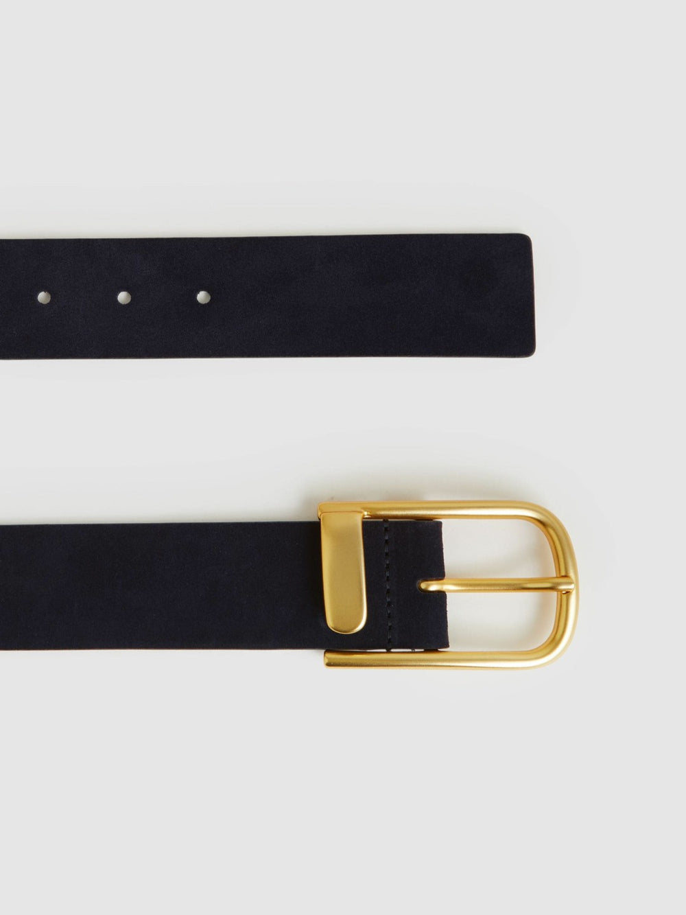 Leather Half Keeper Belt in Navy
