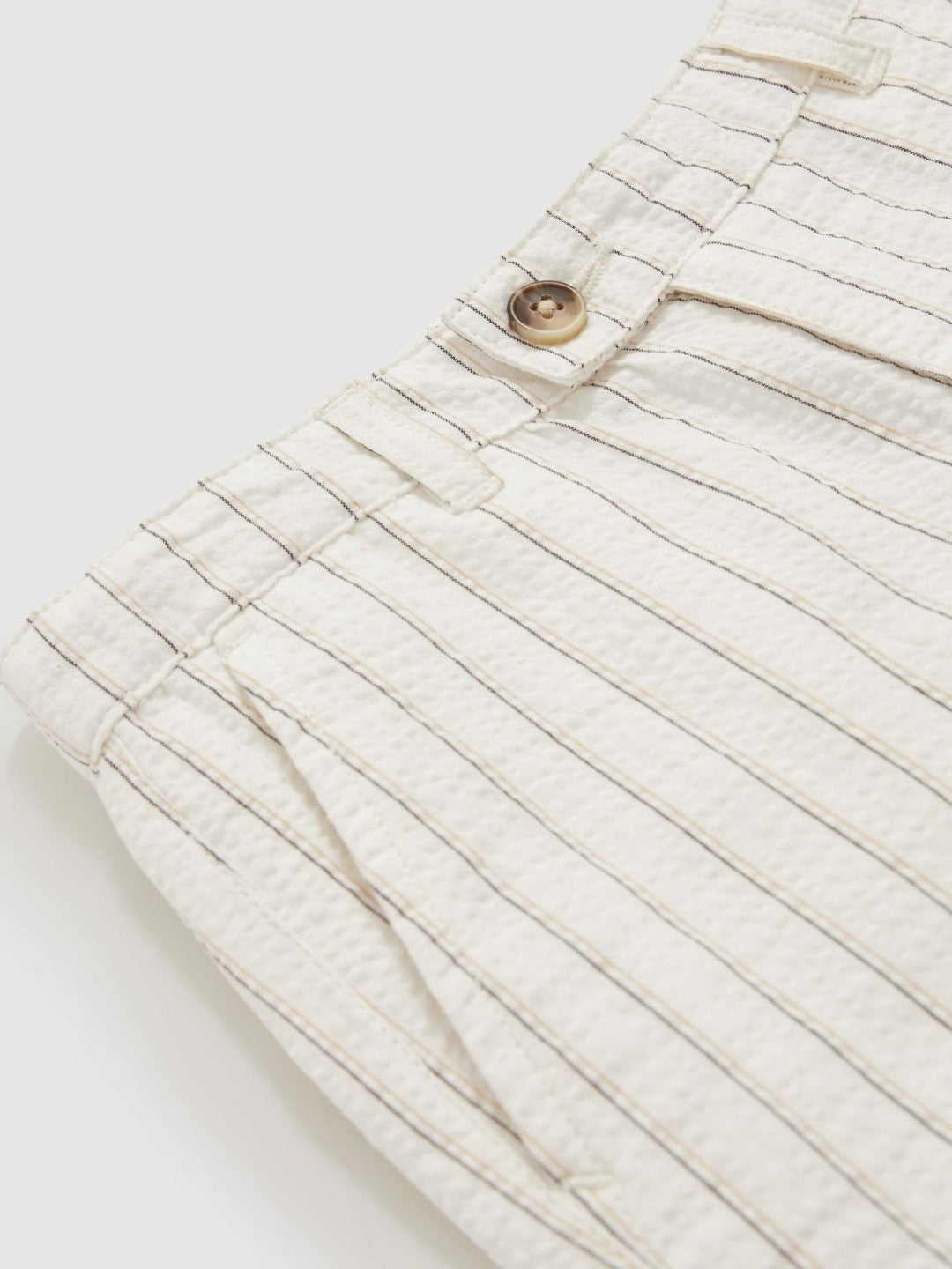 9-13 yrs Cotton Pinstripe Trousers Regular-Fit in Off White/Taupe Brown