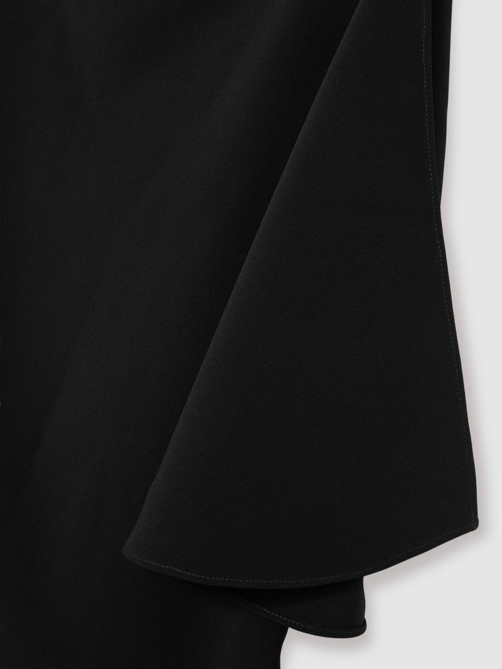 Draped-Front High-Neck Midi Dress in Black