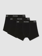 3-9 yrs Stretch-Cotton Logo-Waistband Boxer Shorts 3 Pack in Black