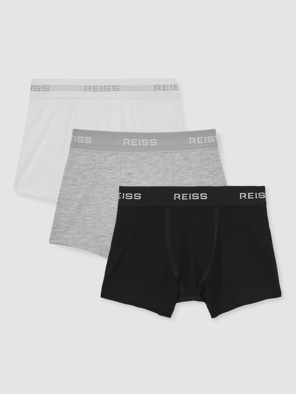 Stretch-Cotton Boxers 3 Pack in White/Grey/Black