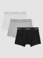 Stretch-Cotton Boxers 3 Pack in White/Grey/Black