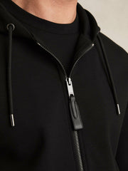 Interlock Zip-Through Hoodie in Black