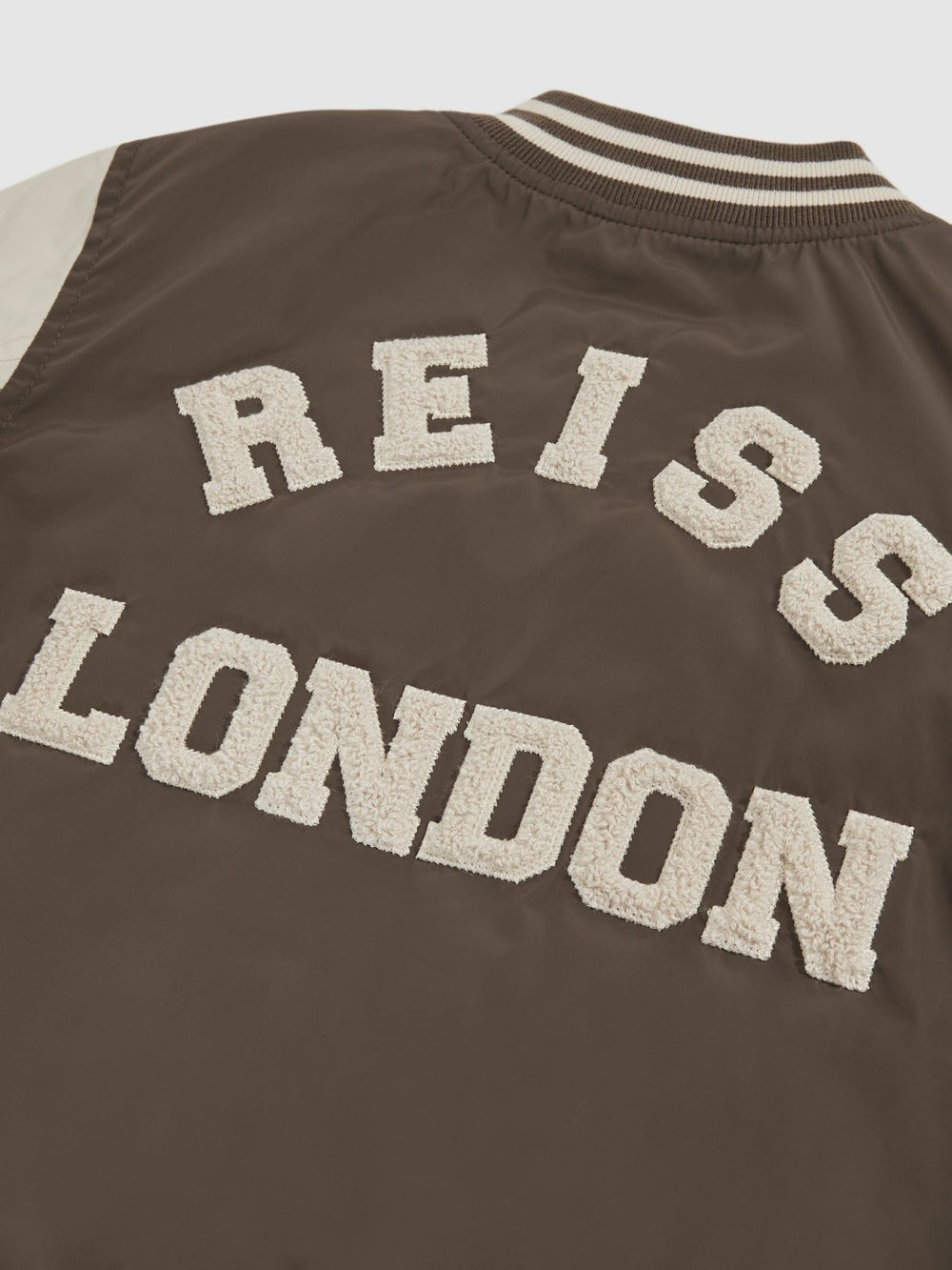 13-14 yrs Colour-Block Varsity Bomber Jacket in Mink Brown/Off White